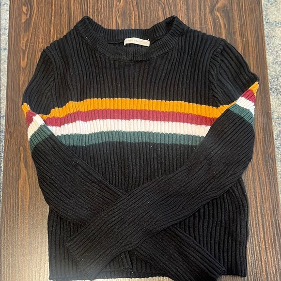 Active USA Sweaters - Active USA Black Striped Ribbed Sweater Women's Large